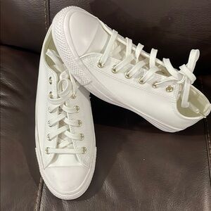 Converse All Star White Sneakers with Gold Accents